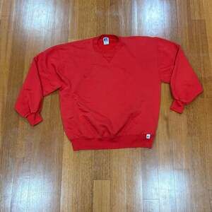 Vintage RUSSELL Sweatshirt Mens Blank Red Pullover Crewneck Retro Y2K USA
